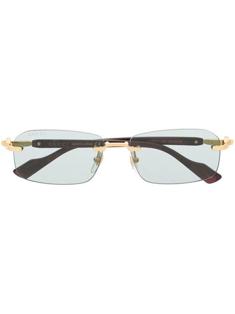 gucci rectangular-frame metal glasses|Gucci frameless glasses men.